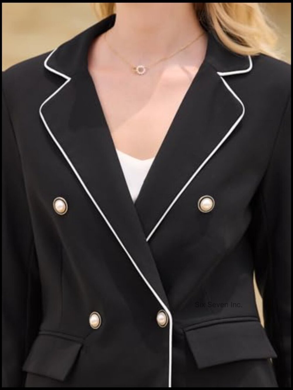 Double Breasted Work Blazer Business Casual Suit Jacket - Picture 4 of 6